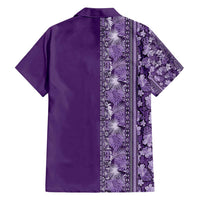 Hawaiian Tribal Elements Hibiscus Family Matching Off Shoulder Maxi Dress and Hawaiian Shirt Purple Pattern - Polynesian Pride
