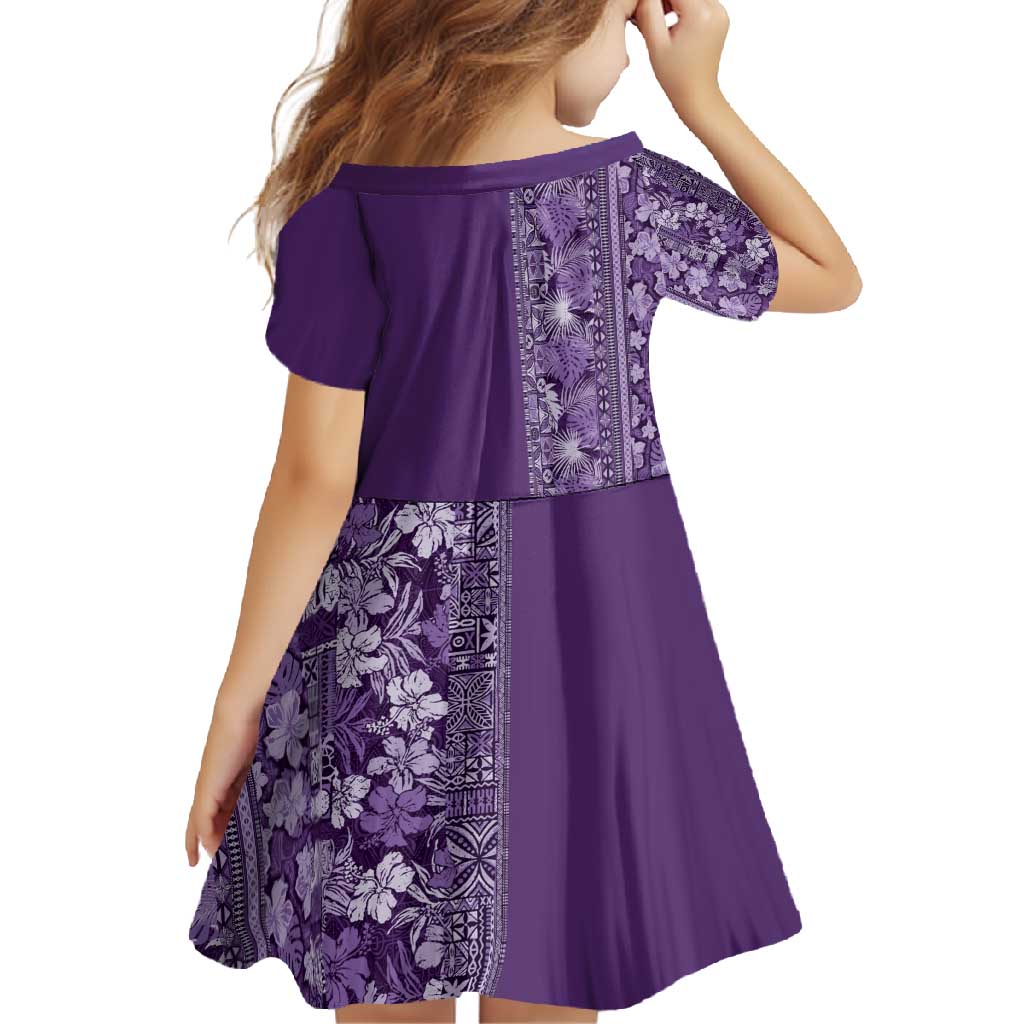 Hawaiian Tribal Elements Hibiscus Family Matching Tank Maxi Dress and Hawaiian Shirt Purple Pattern - Polynesian Pride