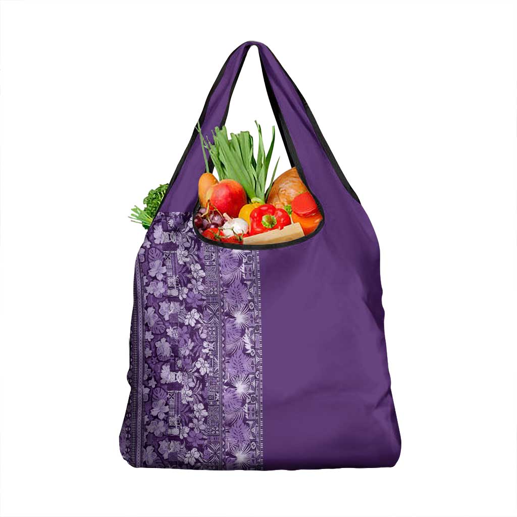 Hawaiian Tribal Elements Hibiscus Grocery Bag Purple Pattern LT9 1-pack One Size Purple - Polynesian Pride