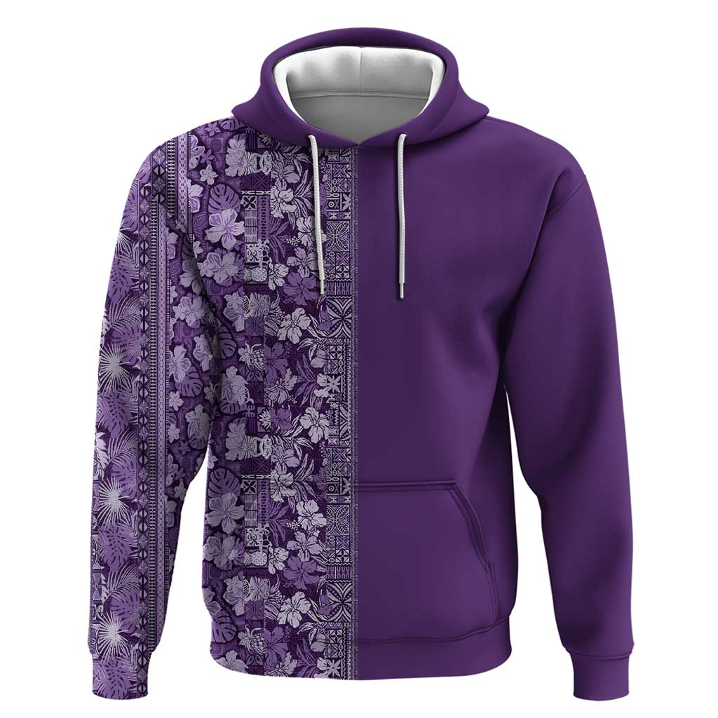 Hawaiian Tribal Elements Hibiscus Hoodie Purple Pattern - Polynesian Pride