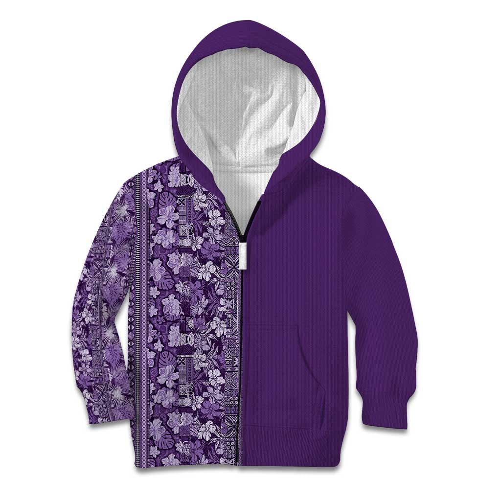 Hawaiian Tribal Elements Hibiscus Kid Hoodie Purple Pattern - Polynesian Pride