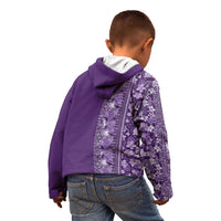 Hawaiian Tribal Elements Hibiscus Kid Hoodie Purple Pattern - Polynesian Pride