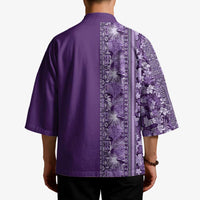 Hawaiian Tribal Elements Hibiscus Kimono Purple Pattern - Polynesian Pride