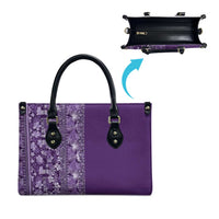 Hawaiian Tribal Elements Hibiscus Leather Bag Purple Pattern - Polynesian Pride