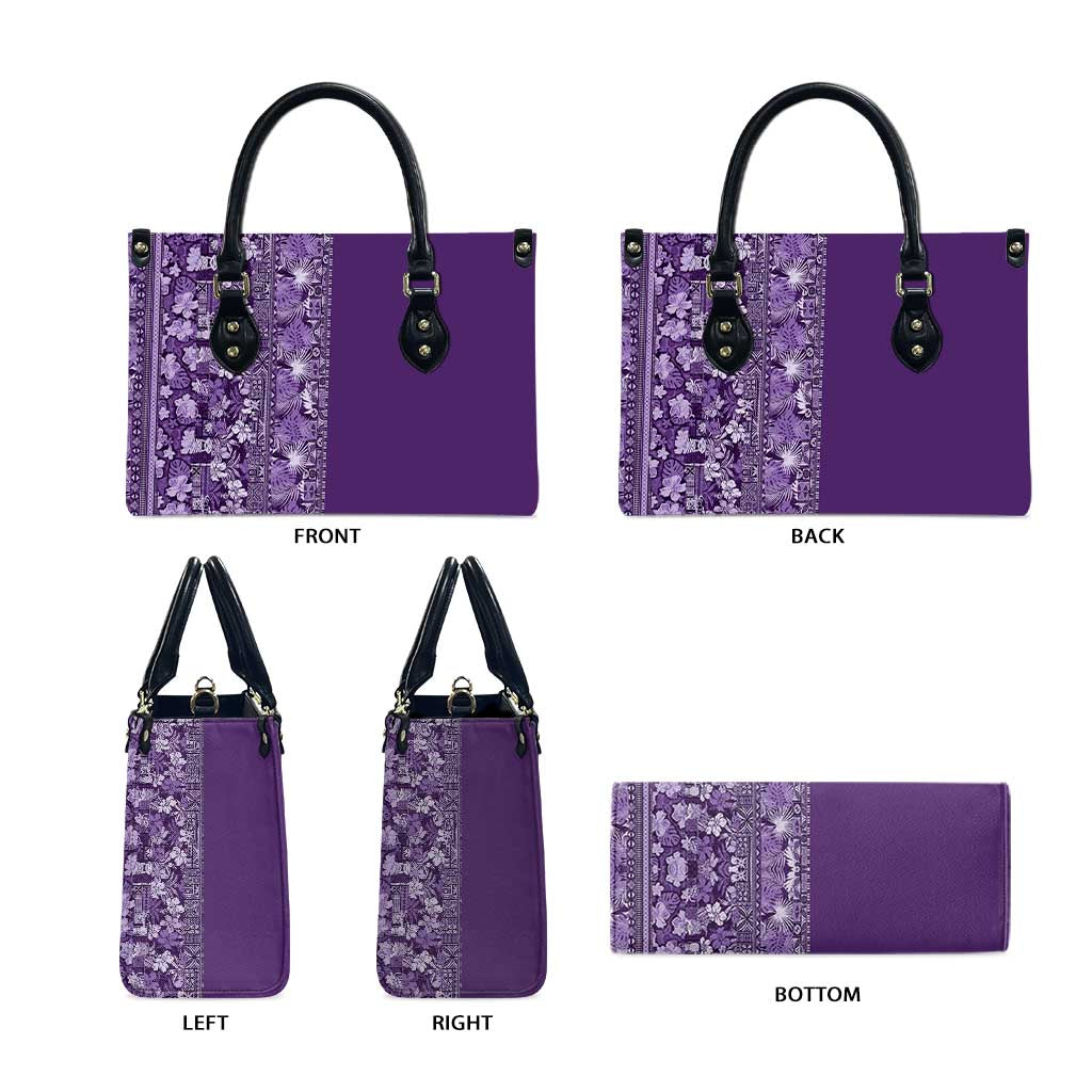 Hawaiian Tribal Elements Hibiscus Leather Bag Purple Pattern - Polynesian Pride
