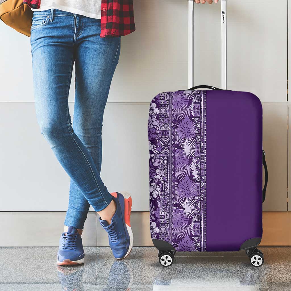 Hawaiian Tribal Elements Hibiscus Luggage Cover Purple Pattern - Polynesian Pride