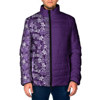 Hawaiian Tribal Elements Hibiscus Padded Jacket Purple Pattern LT9 Men Purple - Polynesian Pride