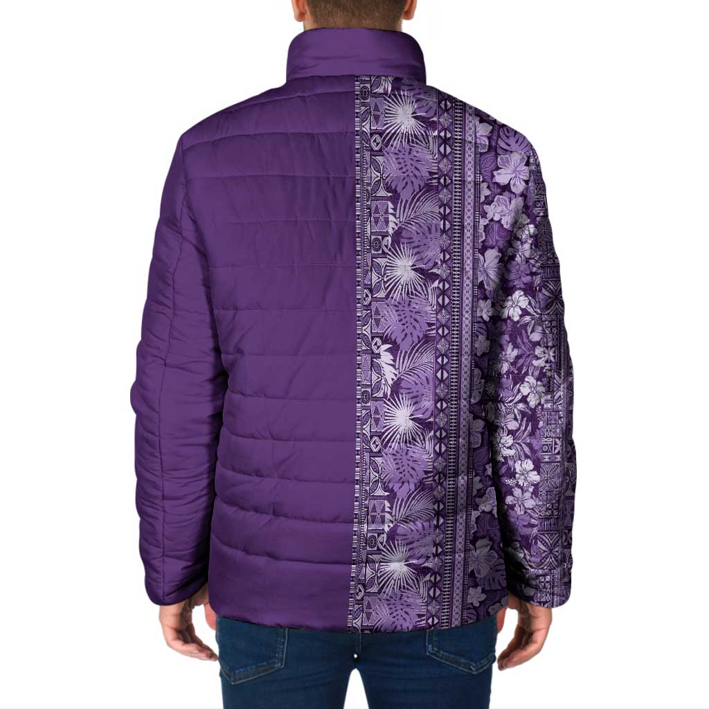 Hawaiian Tribal Elements Hibiscus Padded Jacket Purple Pattern LT9 - Polynesian Pride