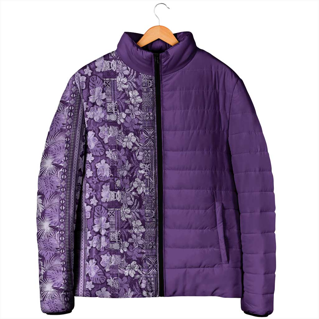 Hawaiian Tribal Elements Hibiscus Padded Jacket Purple Pattern LT9 - Polynesian Pride