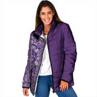 Hawaiian Tribal Elements Hibiscus Padded Jacket Purple Pattern LT9 Women Purple - Polynesian Pride