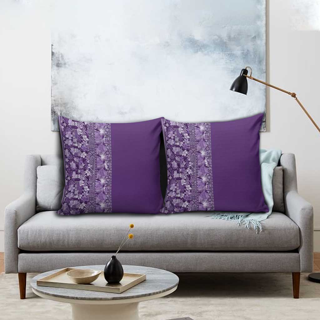 Hawaiian Tribal Elements Hibiscus Pillow Cover Purple Pattern LT9 - Polynesian Pride