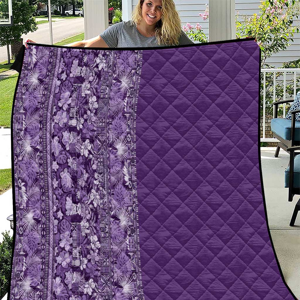 Hawaiian Tribal Elements Hibiscus Quilt Purple Pattern - Polynesian Pride