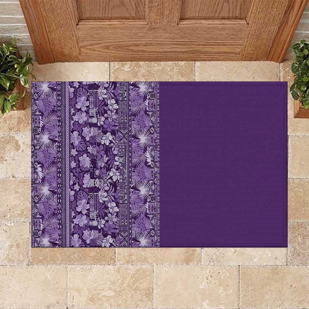 Hawaiian Tribal Elements Hibiscus Rubber Doormat Purple Pattern - Polynesian Pride