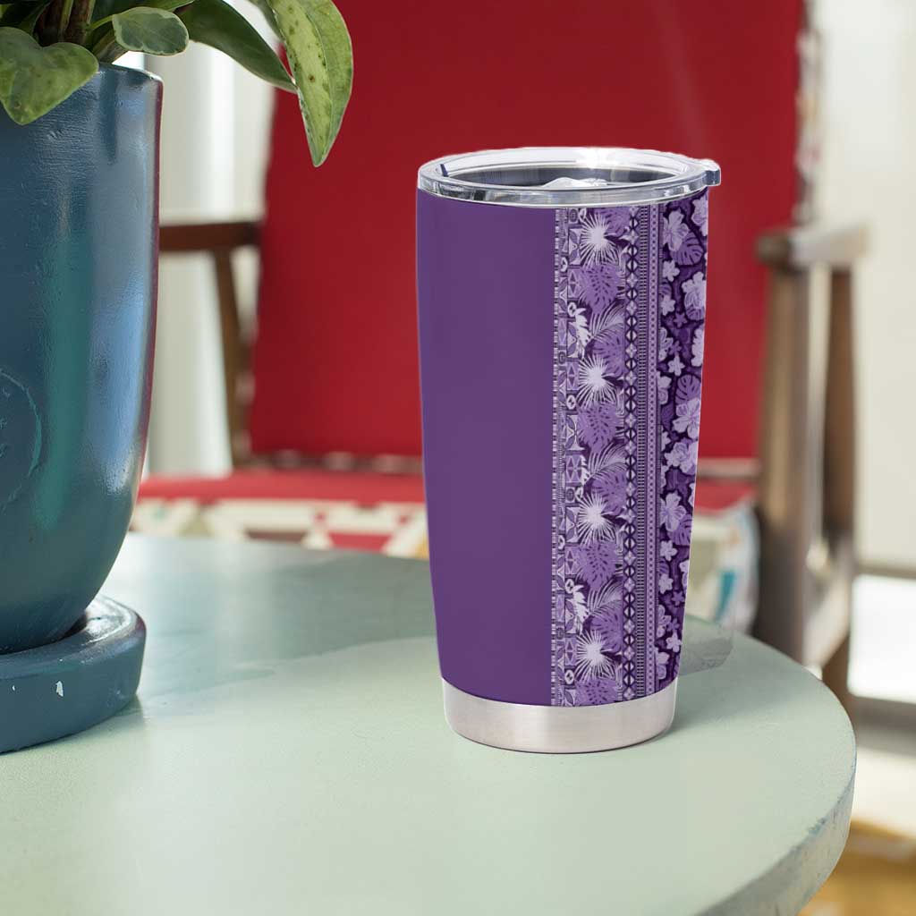 Hawaiian Tribal Elements Hibiscus Tumbler Cup Purple Pattern - Polynesian Pride
