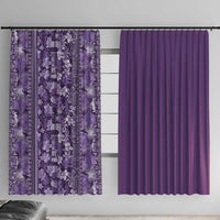 Hawaiian Tribal Elements Hibiscus Window Curtain Purple Pattern LT9 With Hooks Purple - Polynesian Pride