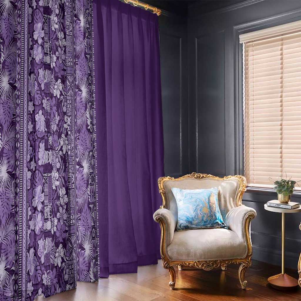 Hawaiian Tribal Elements Hibiscus Window Curtain Purple Pattern LT9 - Polynesian Pride