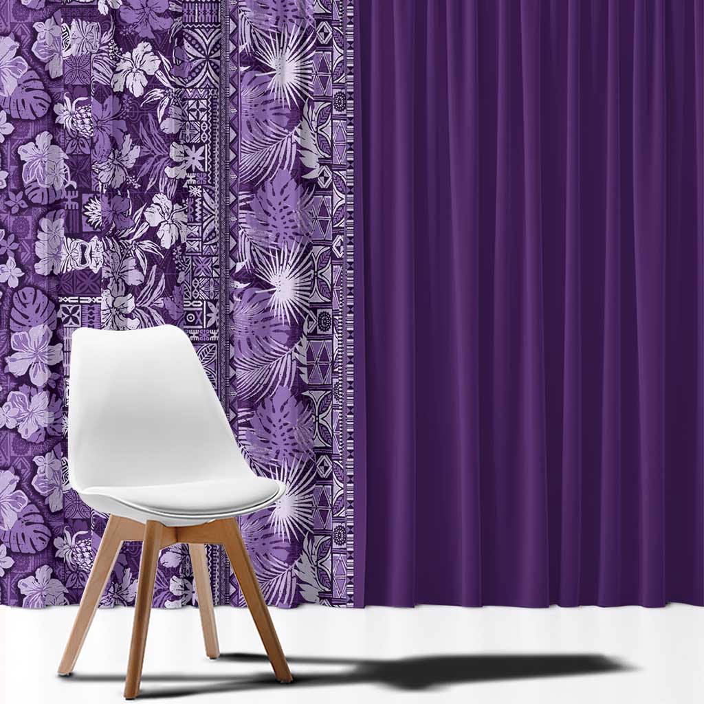 Hawaiian Tribal Elements Hibiscus Window Curtain Purple Pattern LT9 - Polynesian Pride