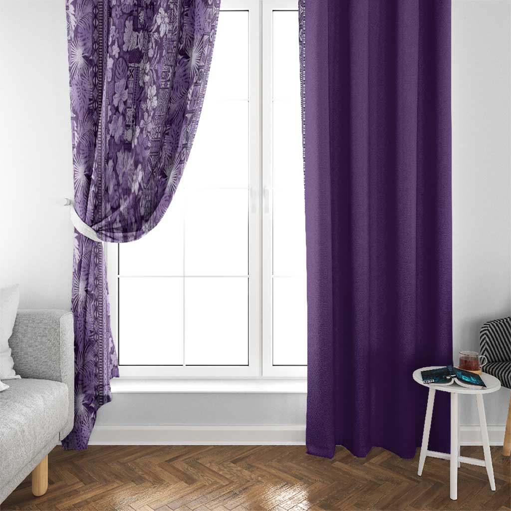 Hawaiian Tribal Elements Hibiscus Window Curtain Purple Pattern LT9 - Polynesian Pride