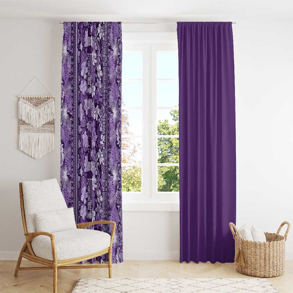Hawaiian Tribal Elements Hibiscus Window Curtain Purple Pattern LT9 - Polynesian Pride