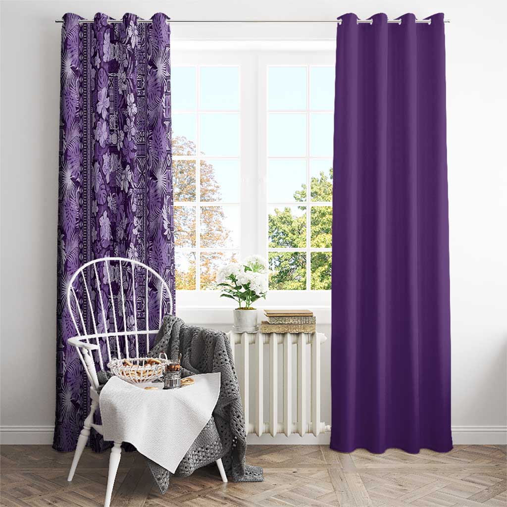 Hawaiian Tribal Elements Hibiscus Window Curtain Purple Pattern LT9 - Polynesian Pride