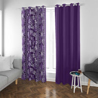 Hawaiian Tribal Elements Hibiscus Window Curtain Purple Pattern LT9 With Grommets Purple - Polynesian Pride
