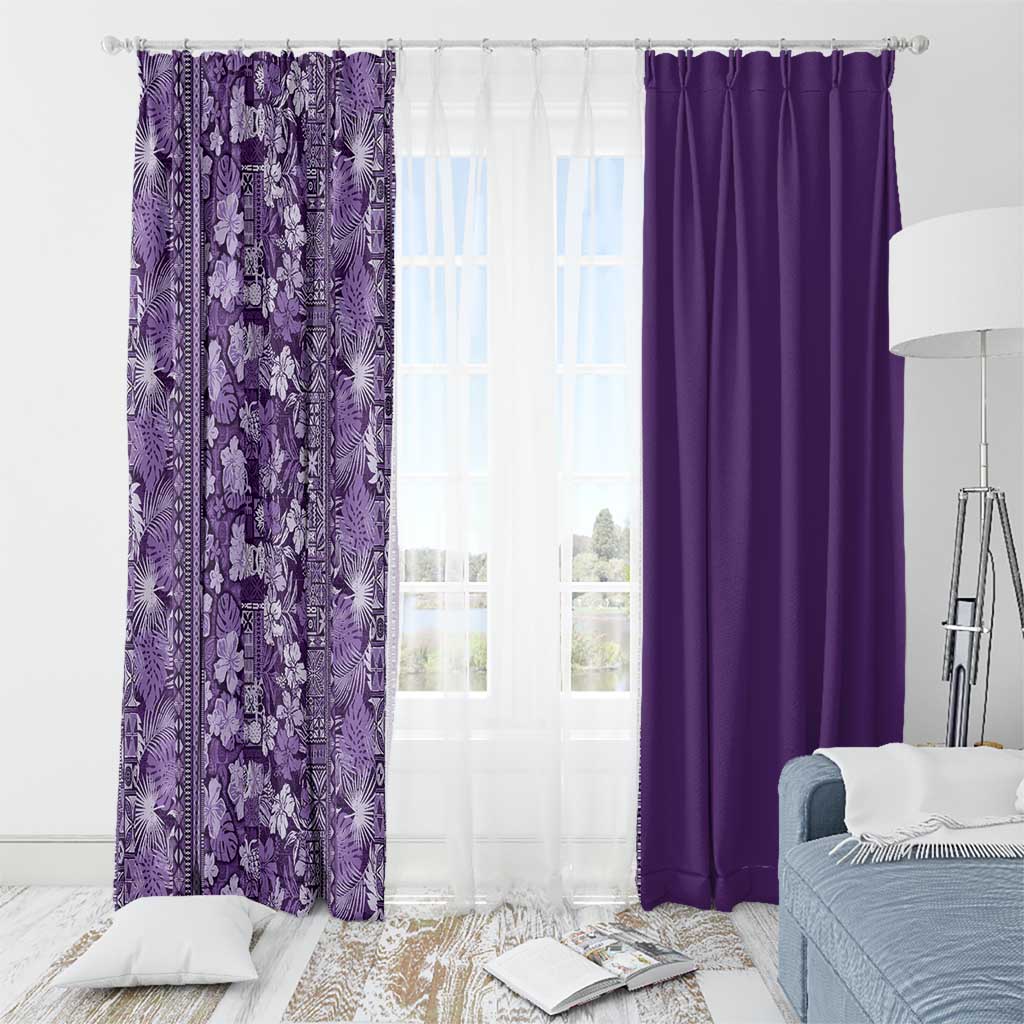 Hawaiian Tribal Elements Hibiscus Window Curtain Purple Pattern LT9 - Polynesian Pride