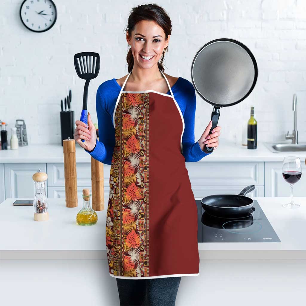 Hawaiian Tribal Elements Hibiscus Apron Red Pattern - Polynesian Pride