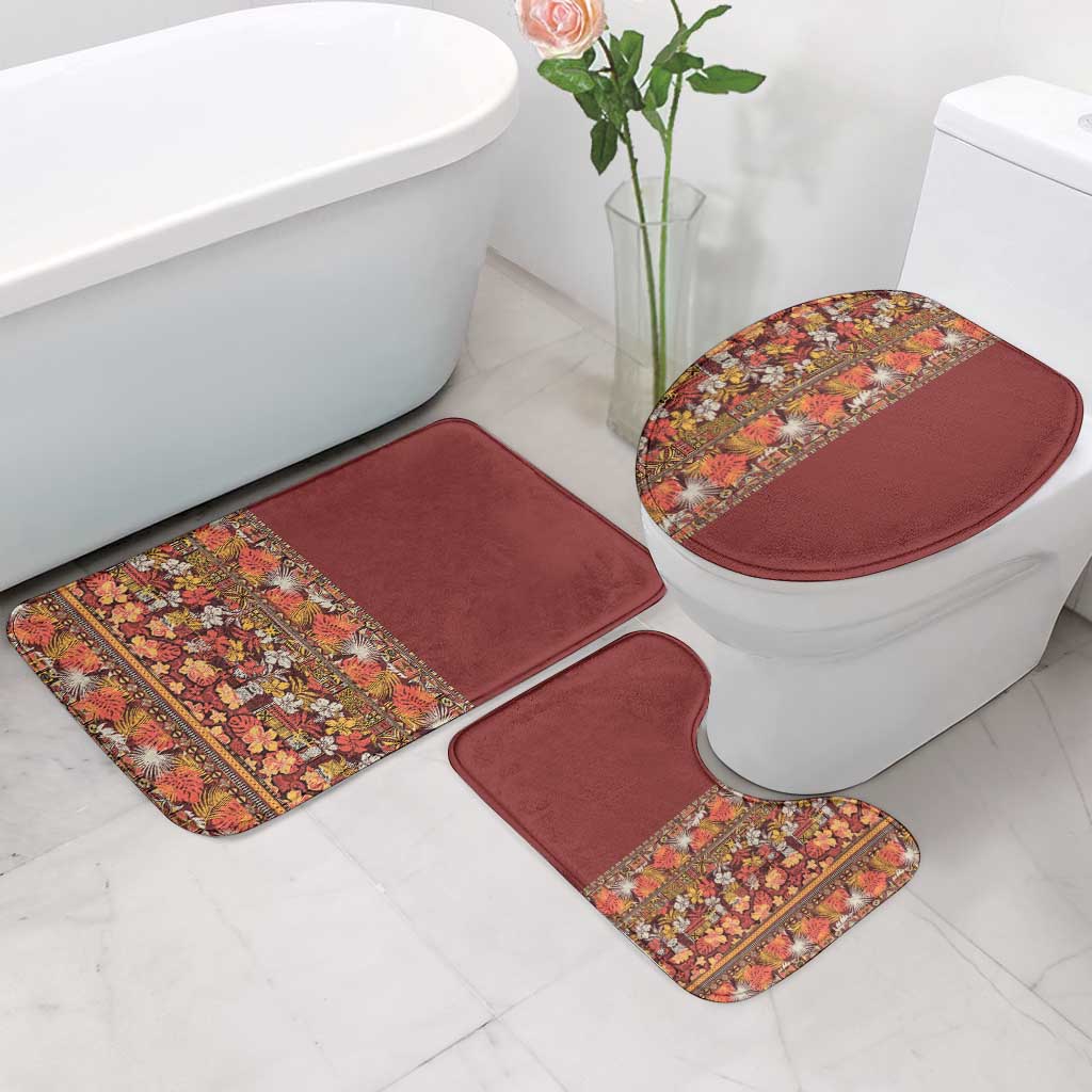 Hawaiian Tribal Elements Hibiscus Bathroom Set Red Pattern - Polynesian Pride