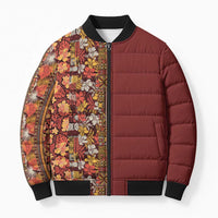 Hawaiian Tribal Elements Hibiscus Bomber Puffer Jacket Red Pattern LT9 Unisex Red - Polynesian Pride
