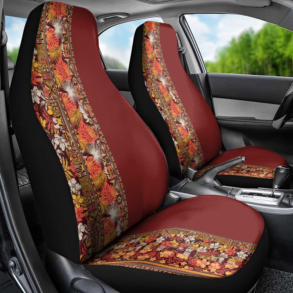 Hawaiian Tribal Elements Hibiscus Car Seat Cover Red Pattern - Polynesian Pride