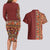 Hawaiian Tribal Elements Hibiscus Couples Matching Long Sleeve Bodycon Dress and Hawaiian Shirt Red Pattern - Polynesian Pride