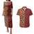 Hawaiian Tribal Elements Hibiscus Couples Matching Puletasi and Hawaiian Shirt Red Pattern - Polynesian Pride