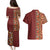 Hawaiian Tribal Elements Hibiscus Couples Matching Puletasi and Hawaiian Shirt Red Pattern - Polynesian Pride
