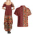 Hawaiian Tribal Elements Hibiscus Couples Matching Summer Maxi Dress and Hawaiian Shirt Red Pattern - Polynesian Pride