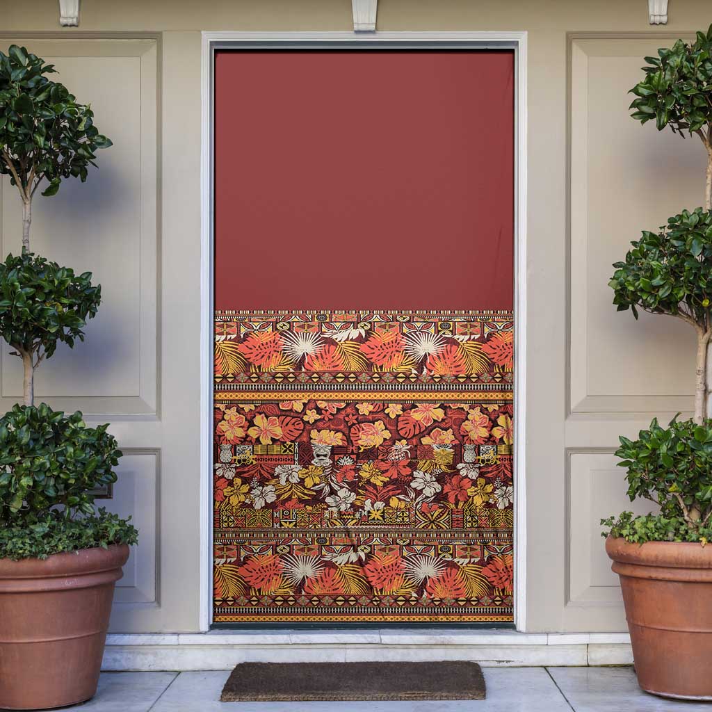 Hawaiian Tribal Elements Hibiscus Door Cover Red Pattern - Polynesian Pride