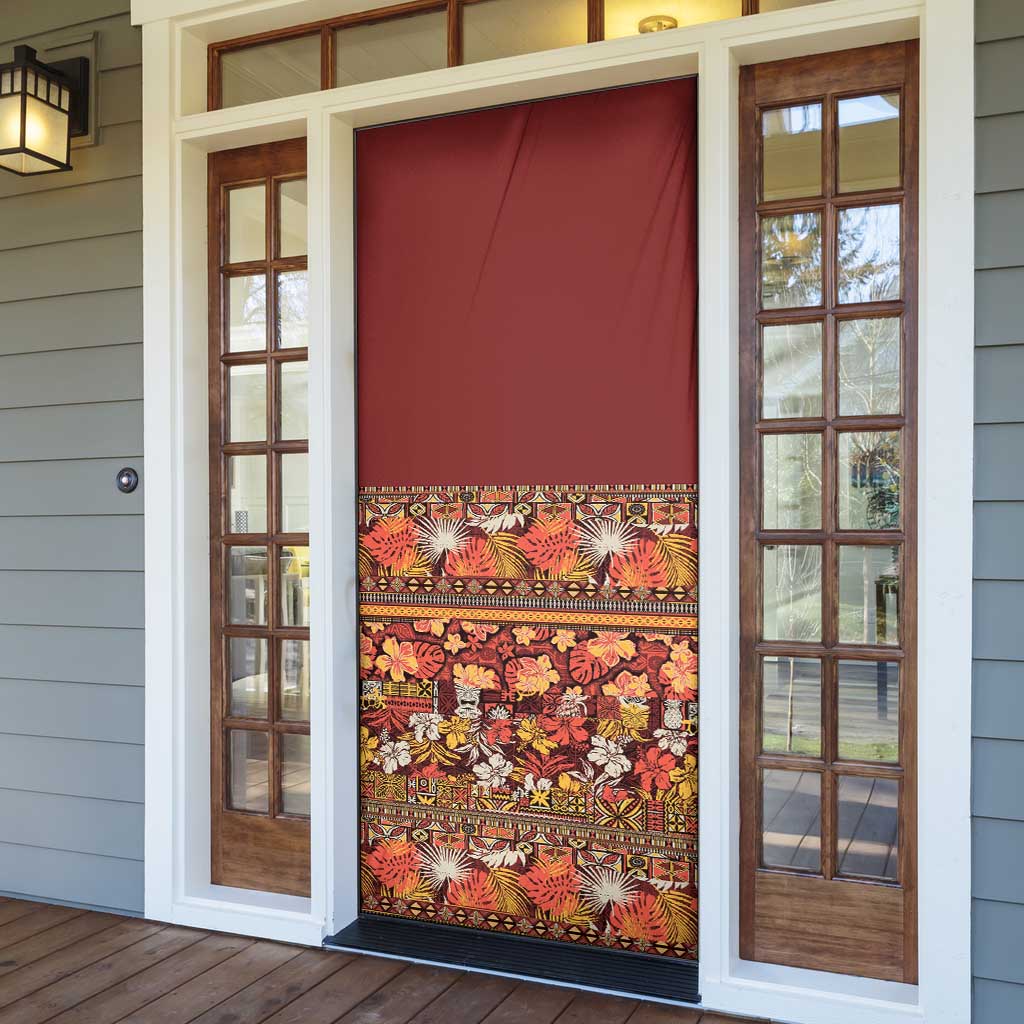Hawaiian Tribal Elements Hibiscus Door Cover Red Pattern - Polynesian Pride