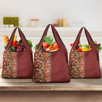 Hawaiian Tribal Elements Hibiscus Grocery Bag Red Pattern LT9 3-pack One Size Red - Polynesian Pride