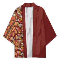 Hawaiian Tribal Elements Hibiscus Kimono Red Pattern - Polynesian Pride