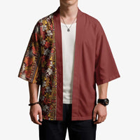 Hawaiian Tribal Elements Hibiscus Kimono Red Pattern - Polynesian Pride