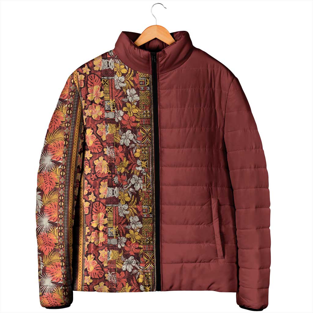 Hawaiian Tribal Elements Hibiscus Padded Jacket Red Pattern LT9 - Polynesian Pride