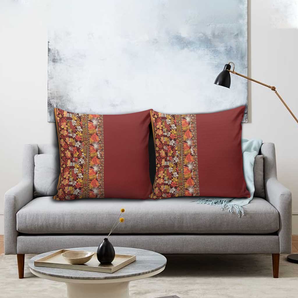 Hawaiian Tribal Elements Hibiscus Pillow Cover Red Pattern LT9 - Polynesian Pride