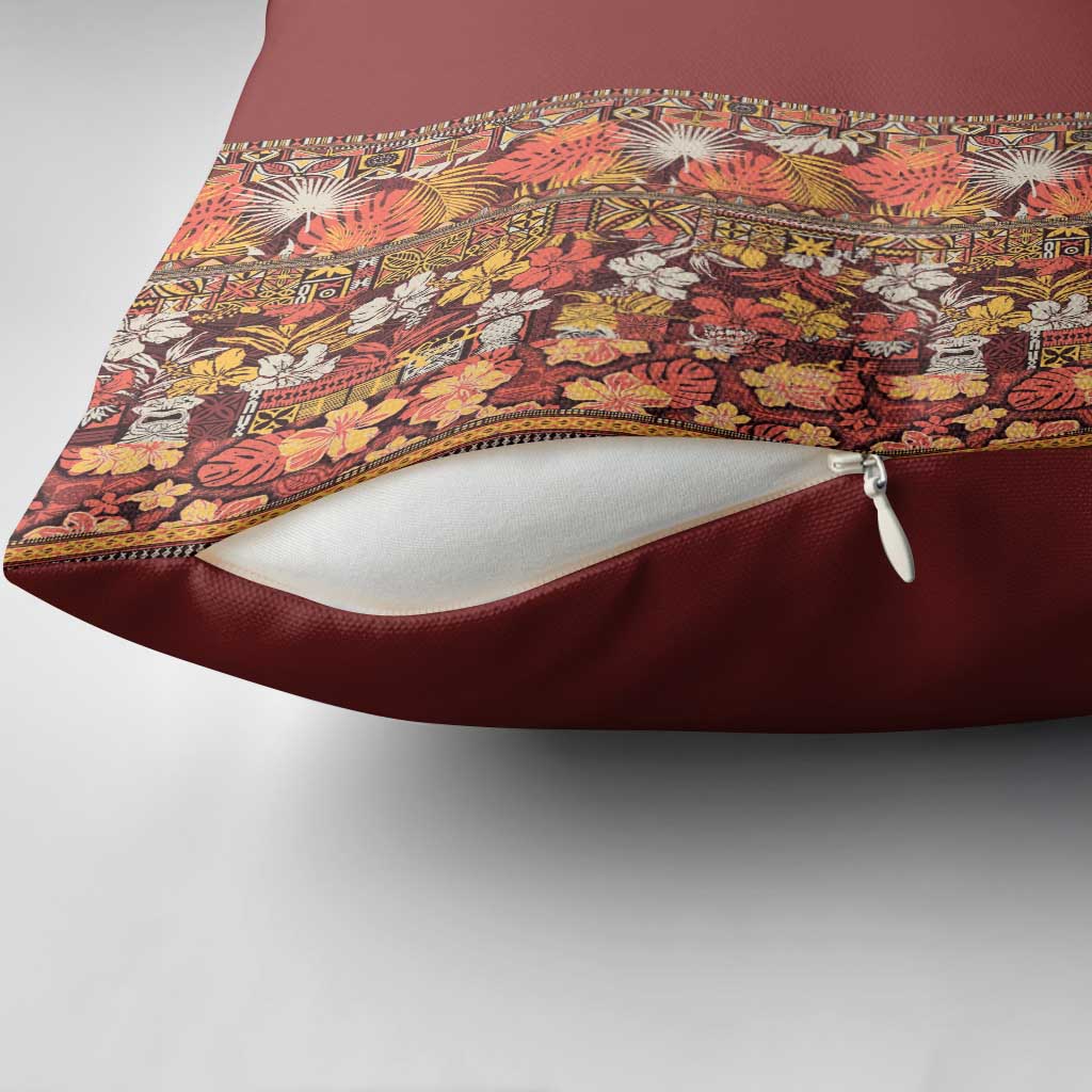 Hawaiian Tribal Elements Hibiscus Pillow Cover Red Pattern LT9 - Polynesian Pride