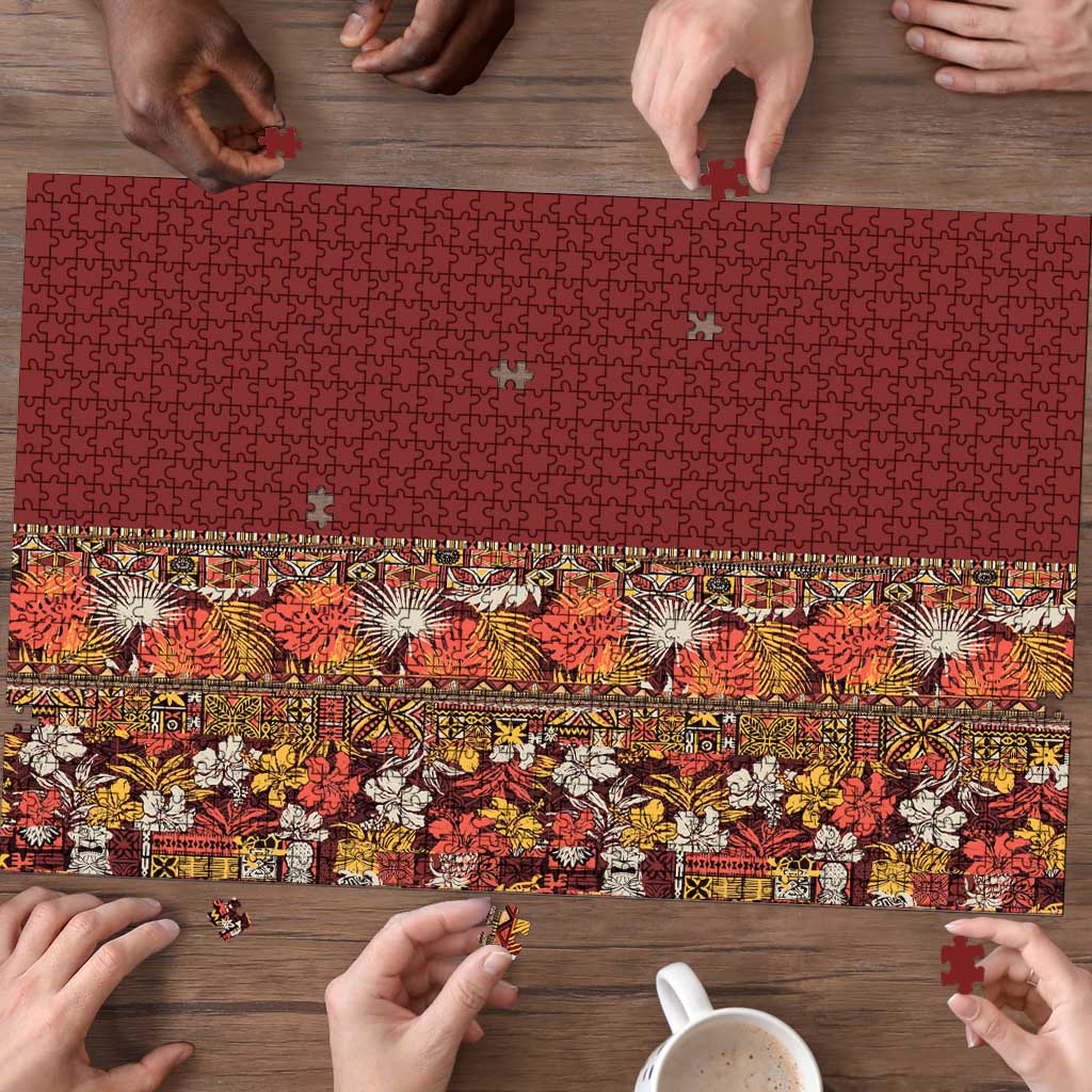Hawaiian Tribal Elements Hibiscus Puzzle Red Pattern LT9 - Polynesian Pride