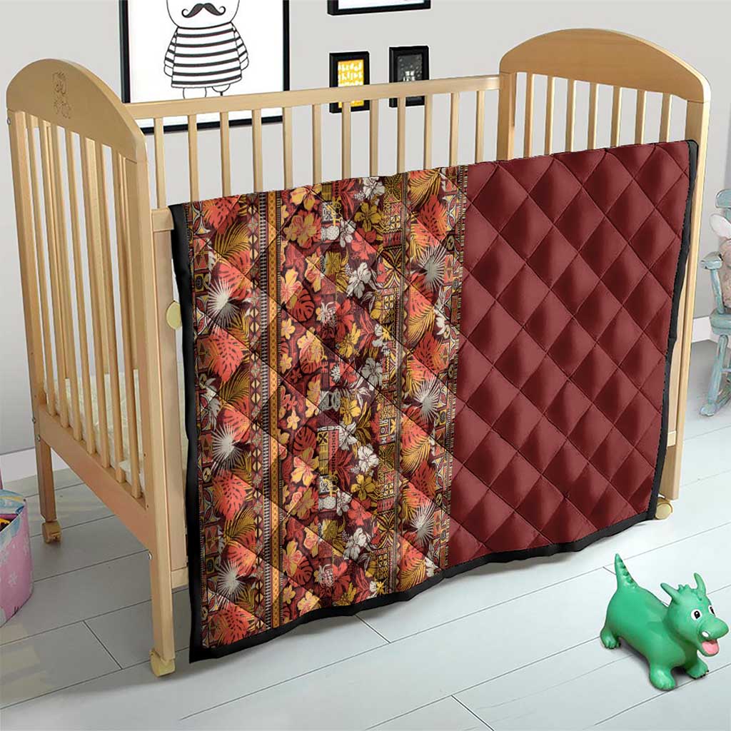 Hawaiian Tribal Elements Hibiscus Quilt Red Pattern - Polynesian Pride