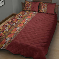 Hawaiian Tribal Elements Hibiscus Quilt Bed Set Red Pattern - Polynesian Pride