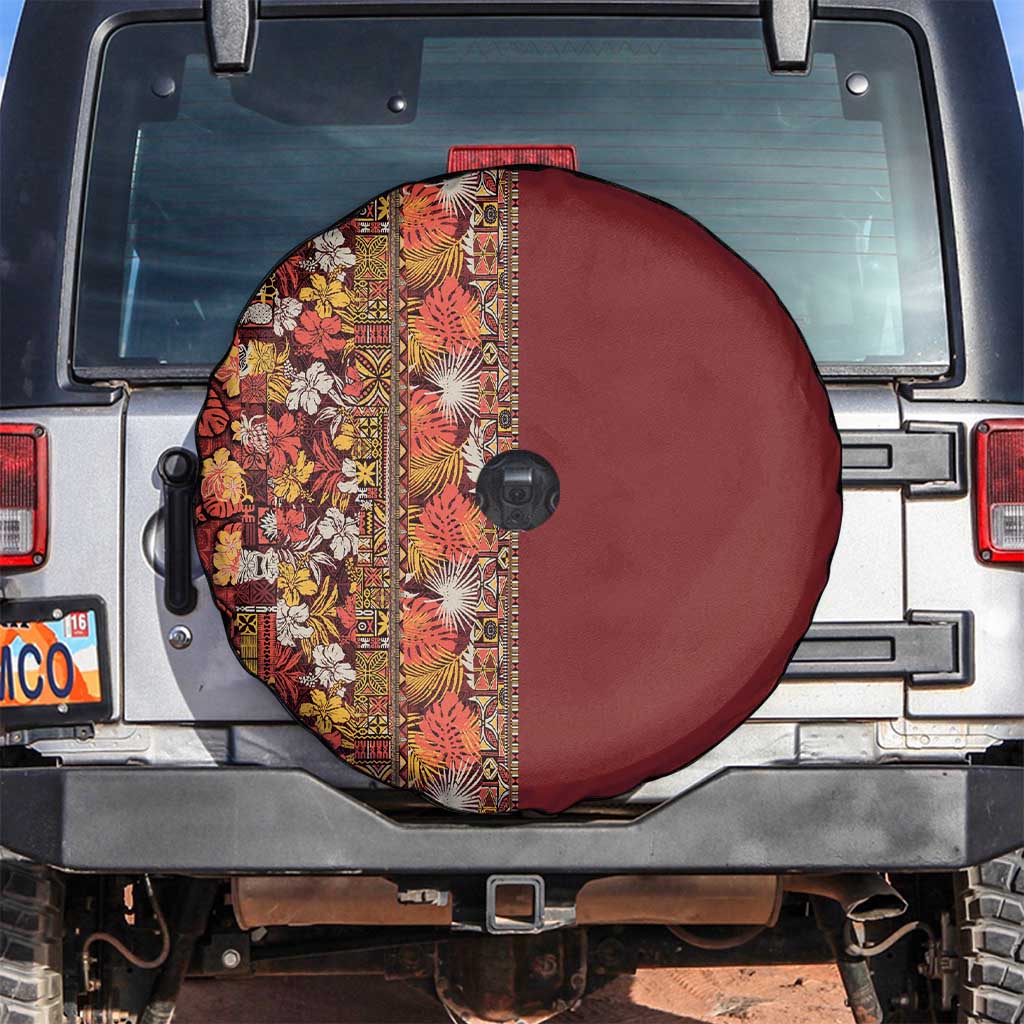 Hawaiian Tribal Elements Hibiscus Spare Tire Cover Red Pattern - Polynesian Pride
