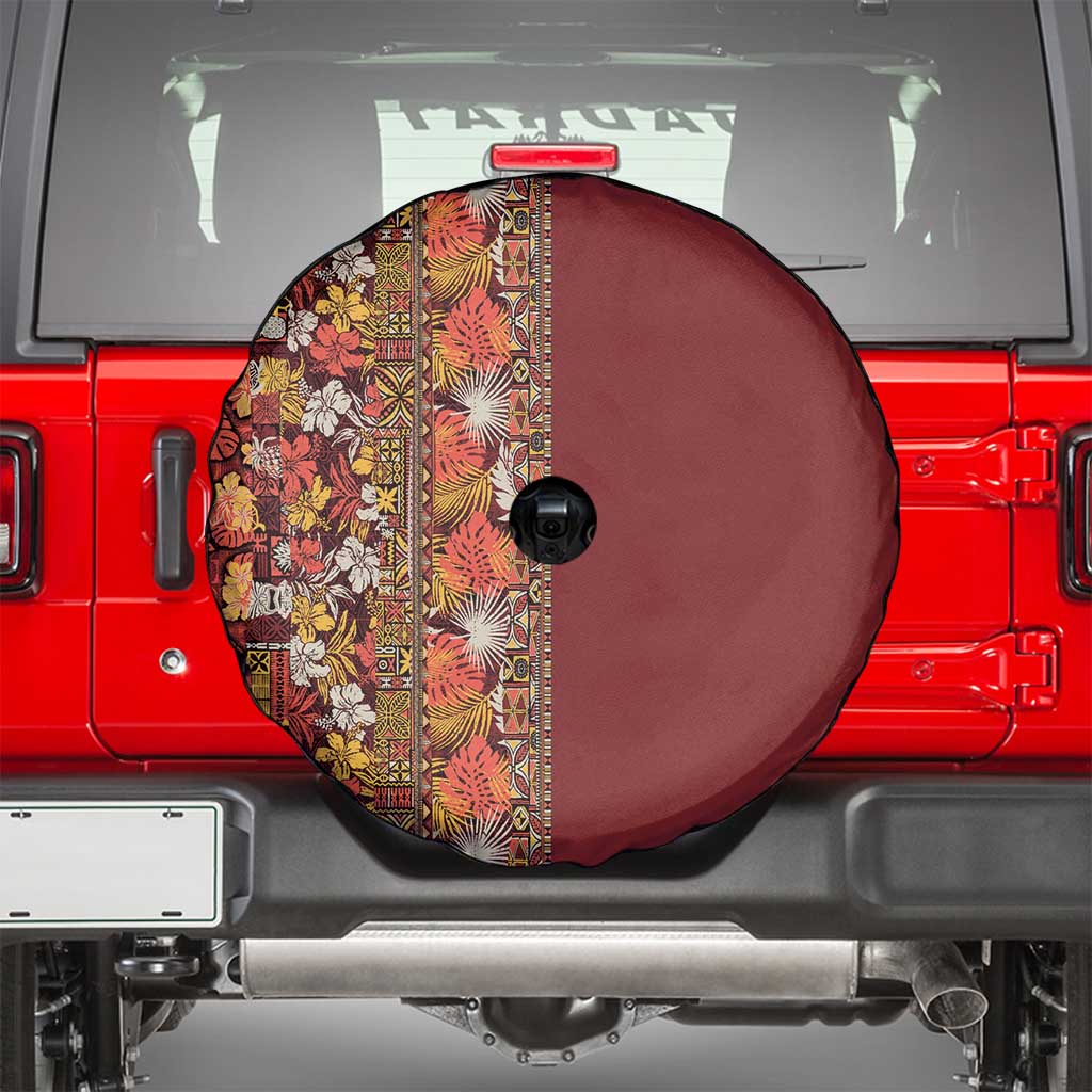 Hawaiian Tribal Elements Hibiscus Spare Tire Cover Red Pattern - Polynesian Pride