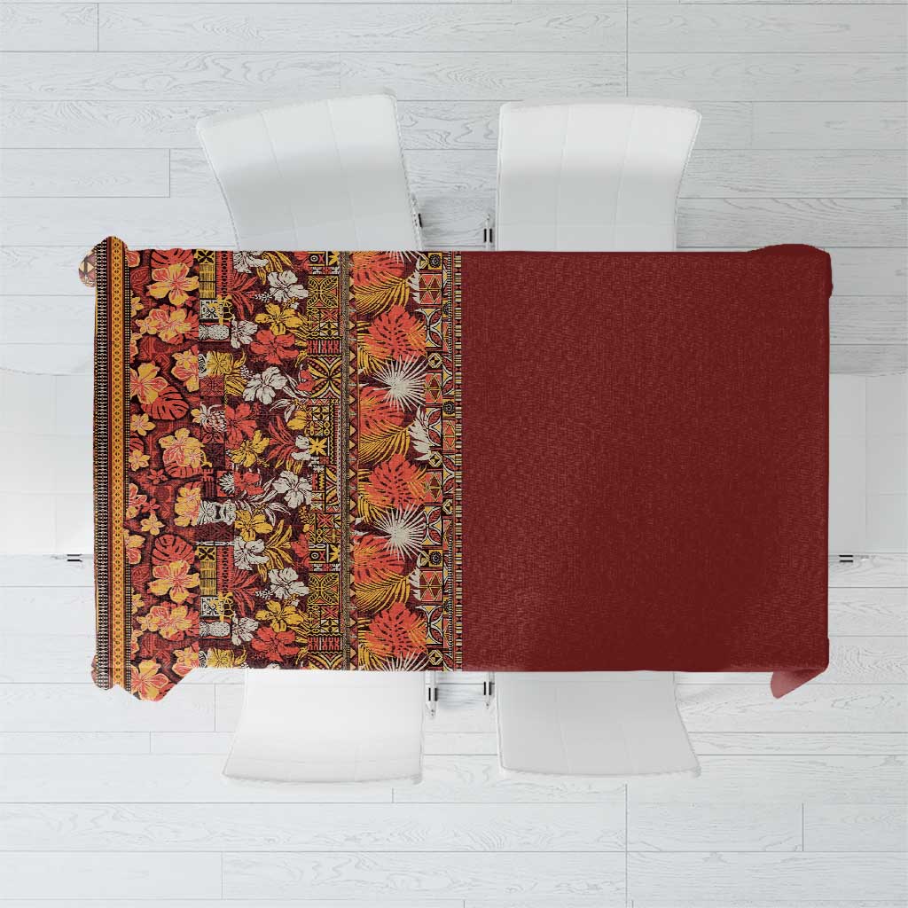 Hawaiian Tribal Elements Hibiscus Tablecloth Red Pattern - Polynesian Pride