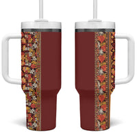 Hawaiian Tribal Elements Hibiscus Tumbler With Handle Red Pattern - Polynesian Pride
