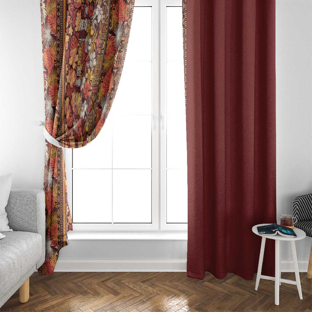 Hawaiian Tribal Elements Hibiscus Window Curtain Red Pattern LT9 - Polynesian Pride